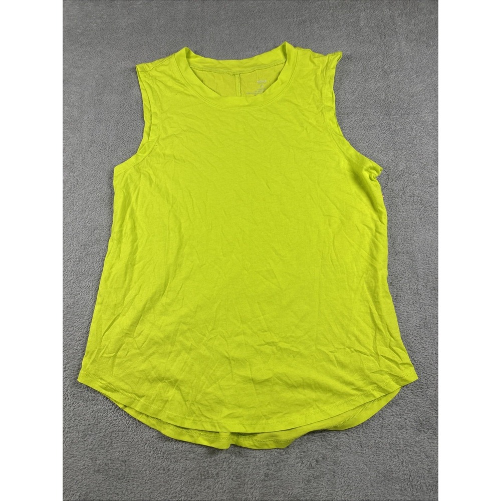 Aqua Tank Top Crew Neckline 100% Cotton‎ Neon Yellow Size XS Nwt